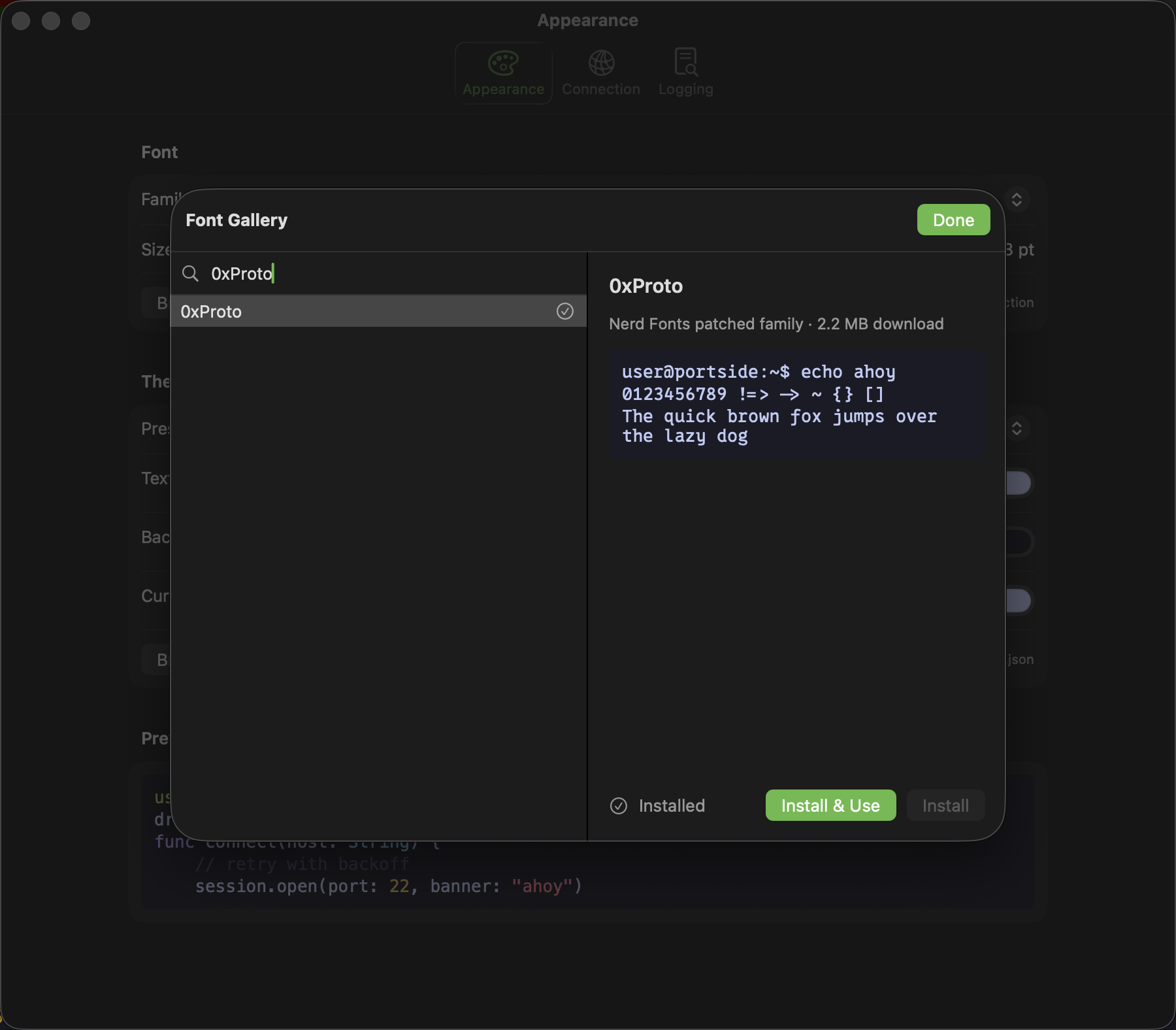 Font Gallery: install Nerd Fonts from inside the app