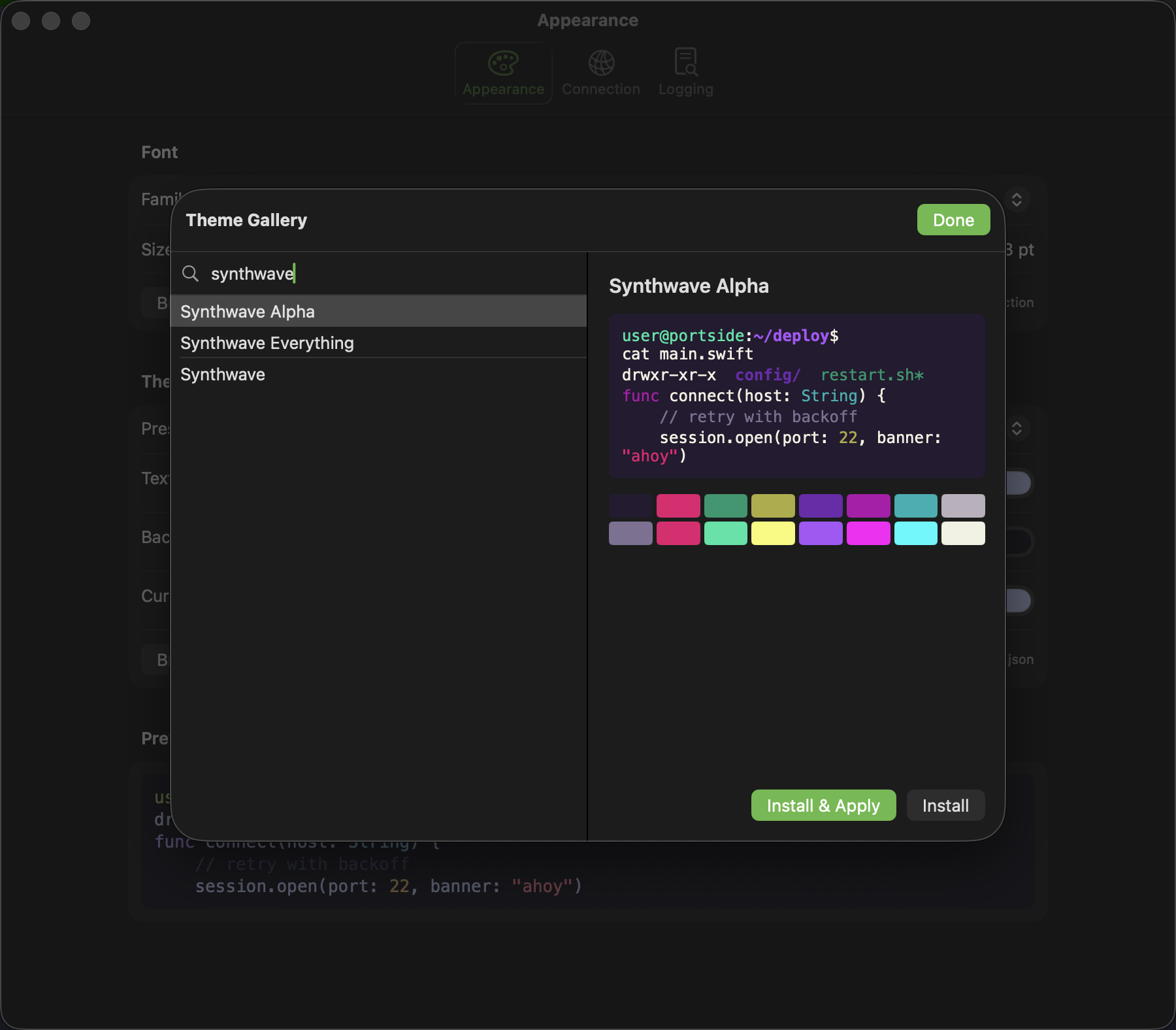 Theme Gallery: search hundreds of schemes with live preview